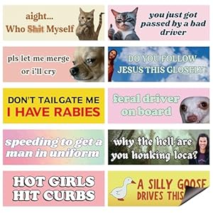 Funny Car Magnet Bumper Sticker - 10Pcs Fun Cute J