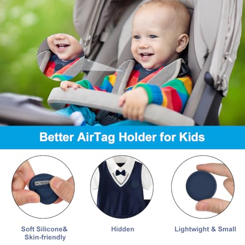 AXFEE 4PCS Hidden Air-Tag Case for Kids Air-tag Holder with Safety Pins, Anti-Removal Air-tags Sicoilne case - Image 3