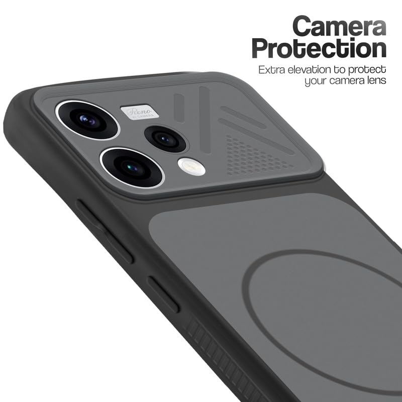 Image of Mr. Case Back Cover for Oppo Reno 15 5G | Ring Design Protective Case with Camera Cut Protection | Anti Slip Grip | Shockproof Mobile Cover - Black