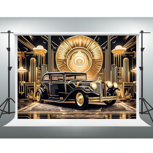 Fondo Retro Roaring 20s 10x8 pies Negro Dorado miniatura 1