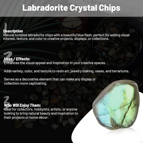 Image of 1.1lb Natural Crushed Labradorite Crystal Chips Bulk | Tumbled Healing crystals, Crushed Gemstones for Crafts, Home Decor, Beautiful Package for Gift
