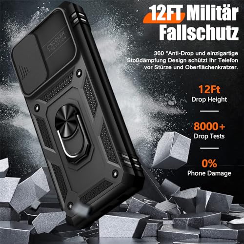Giyer Panzerhülle für Samsung Galaxy A56 5G Hülle mit Schutzfolie, Handyhülle A56 5G Case mit Kameraschutz 360° Metall Ring Ständer… – Ansicht 2