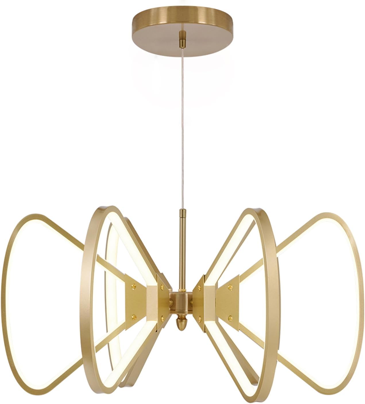 Rotatable LED Chandelier 6-Light Modern Gold Chandeliers Dimmable CCT 3000K-6000K DIY Petal Pendant Light Fixture for Dining Room Living Room Kitchen Island Foyer, 26in Gold 6 Light Petal