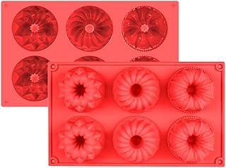 La Chat 2 packs Mini Cake Pan, Non-stick Silicone Baking Molds, Dishwasher microwave safe 6-Cavity silicone Cake Pan for Cupcakes, Donuts, Brownies, Jellies, cookies