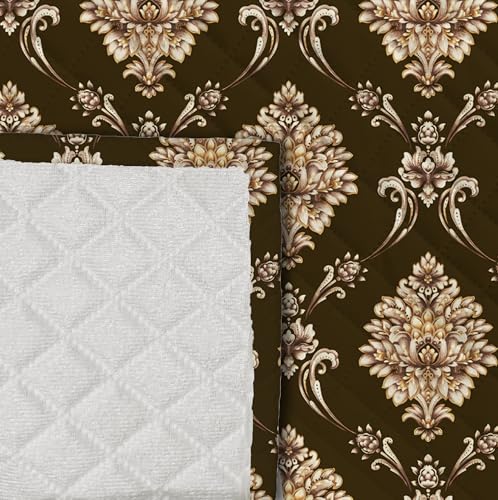 Image of Decorian Premium Soft Quilted Velvet Sofa Cover Mat, Sofa Seat Runner for Couch (Coffee Damask, L Shape 7 (4+3) Seater)