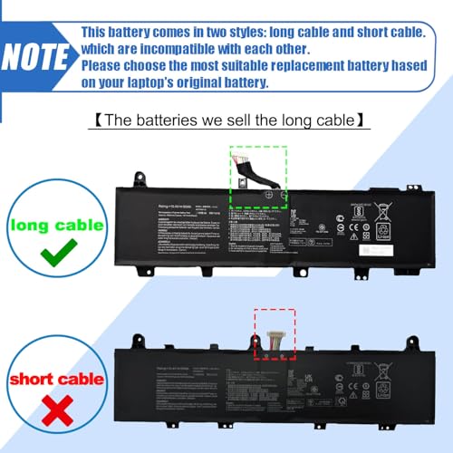 Image of C41N1906-1 (Long Cable) 90Wh Laptop Battery Compatible with ASUS FA506IV FA566IV FX506 FX566IV FX766IU TUF Gaming A15 FA506IV-AL991T Series Notebook 15.4V 5675mAh
