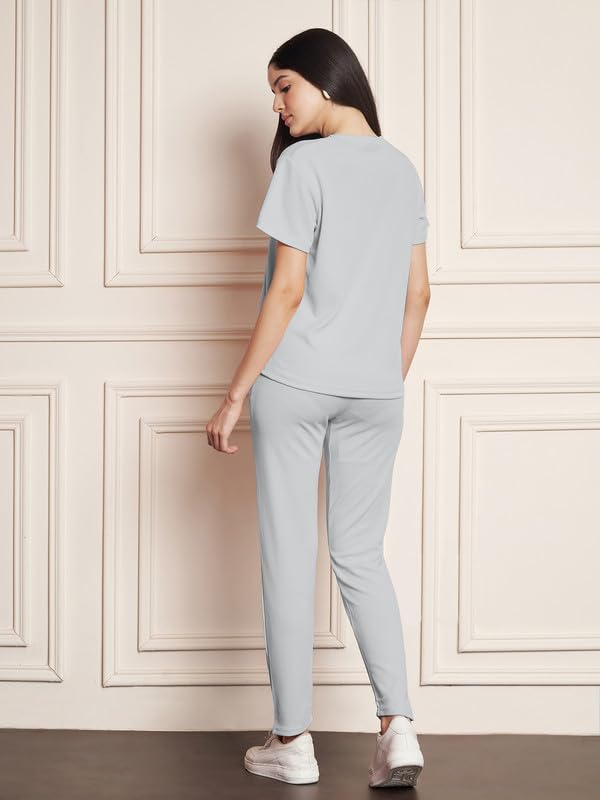 Image of DTR FASHION Polyester Blend Cat Sketch Print Tracksuit | Night Wear Suit For Women