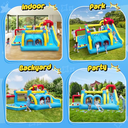 ELEMARA 7 in 1 Big Inflatable Bounce House, 15x12’XL Golf Inflatable Bouncer with 750W Blower, Bouncy House with Slide,Golf Area,Bouncer,Tunnels,Climbing Wall, Jumping Castle, Holds 6 Kids - Image 8