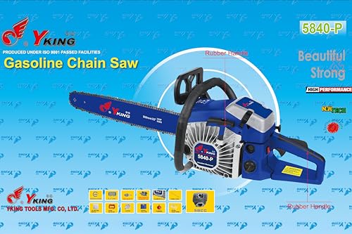 Image of YKING 5840-P,58 CC HEAVY DUTY 2 STROKE PETROL CHAINSAW, CHAINSAW FOR TREE CUTTING, 2.4 KW WOOD CUTTING MACHINE WITH 22 inch BAR & CHAIN