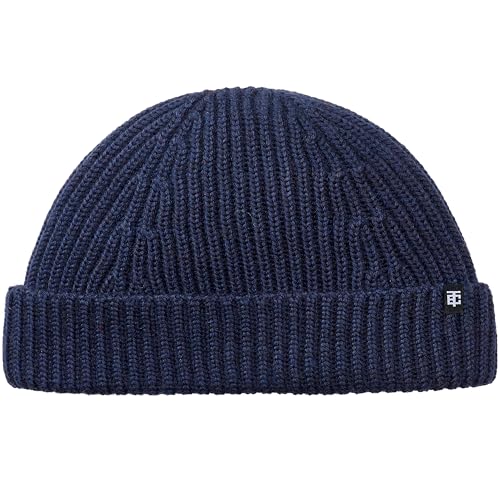 Enter the Complex Kurze Fisherman Beanie Docker Mütze Herren und Damen Trawler Beanie 100% Merino Wolle Rollmütze Navy