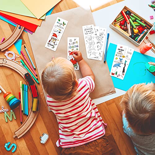 Anseal 60 Pcs Color Your Own Bookmarks Bulk, Diy Bookmarks For Kids/Teens, Cute Animal Bookmarks For Reading Lover, 12 Styles Fun & Personalized Bookmark For Students, Classroom Rewards Supplies #TOP4