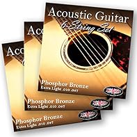Bright & Resonant Tone: Premium Phosphor Bronze wrap wire delivers clear, warm sound with excellent sustain, enhancing your guitar's natural voice. Extra Light Gauge (10-47): Provides a comfortable playing feel with less finger tension, making bendin...