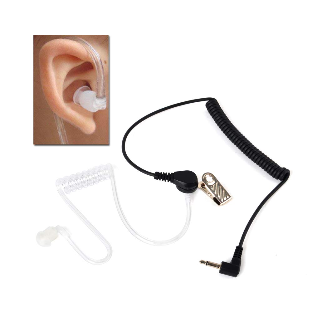 UAYESOK Schallschlauch Ohrhörer 3,5mm Hören Only, 1 Pin In-Ear Funk Kopfhörer Headset Security Hörschlauch mit Ohrstöpsel Transparent inkl. Halteclip für Motorola Kenwood Yaesu Funkgerät (5 Stück)