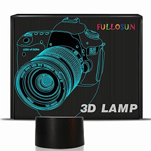 Camera Illusion 3D Night Light Bedside Lamp Car 7 Colors Changing with Touch Control Best Birthday Gifts for Child Baby Boy and Girl