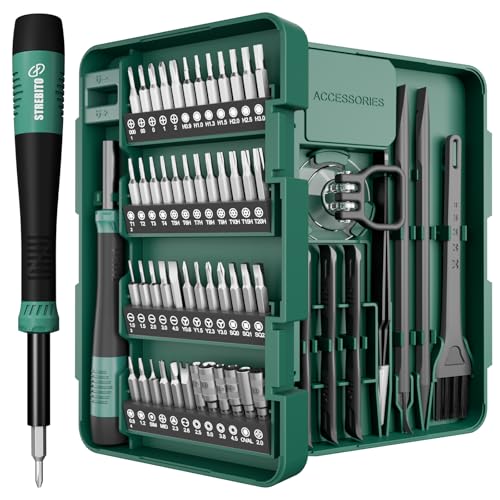 Image of STREBITO 64PCS Mini Precision Screwdriver Set with Torx, Triwing, Pentalobe Star, Electronic Repair Tool Kit for Computer, PC, Laptop, Macbook, Phone, PS4 PS5, XBOX, Switch, Eyeglasses, Ring Doorbell