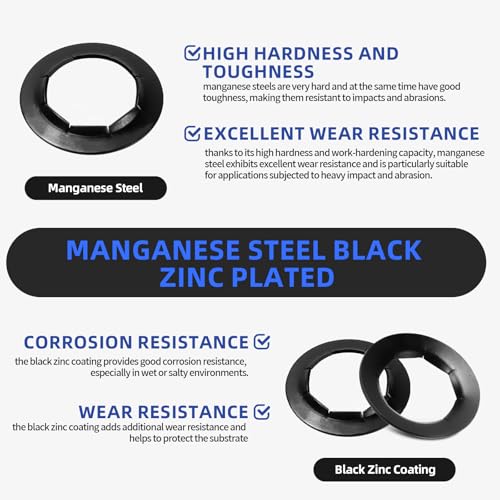 Image of Dolly Wheel Lock Washer Replacement for Hard-to-Find Push-On Pushnuts, 5 /8 inch Push Nut Locking Washer Fit for Hand Truck 5 /8 inch Axle Rod Push, Phosphate + Oil, 20 Pcs.