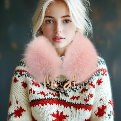 Eforcase Faux Fur Collar Shawl Wrap Stole Collar Coat Accessory Winter Furry Neck Warmer Cold Weather Fuzzy Scarf4
