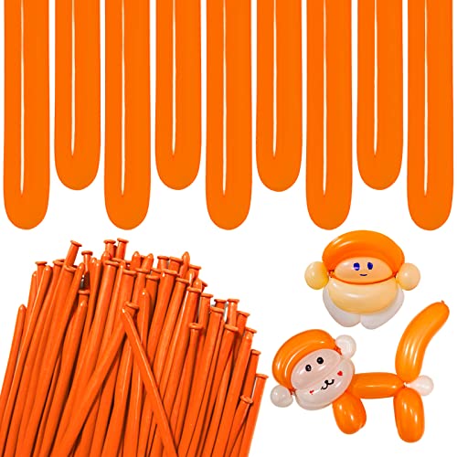 Image of Orange 260 Long Skinny Twisting Animal Balloons, Rainbow Balloons for Animal Shapes Carnival Festival Party Supplies 100pcs