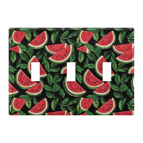Light Switch Cover Watermelon Leaves Wall Plates for Electrical Outlets 3 Gang 202b7199