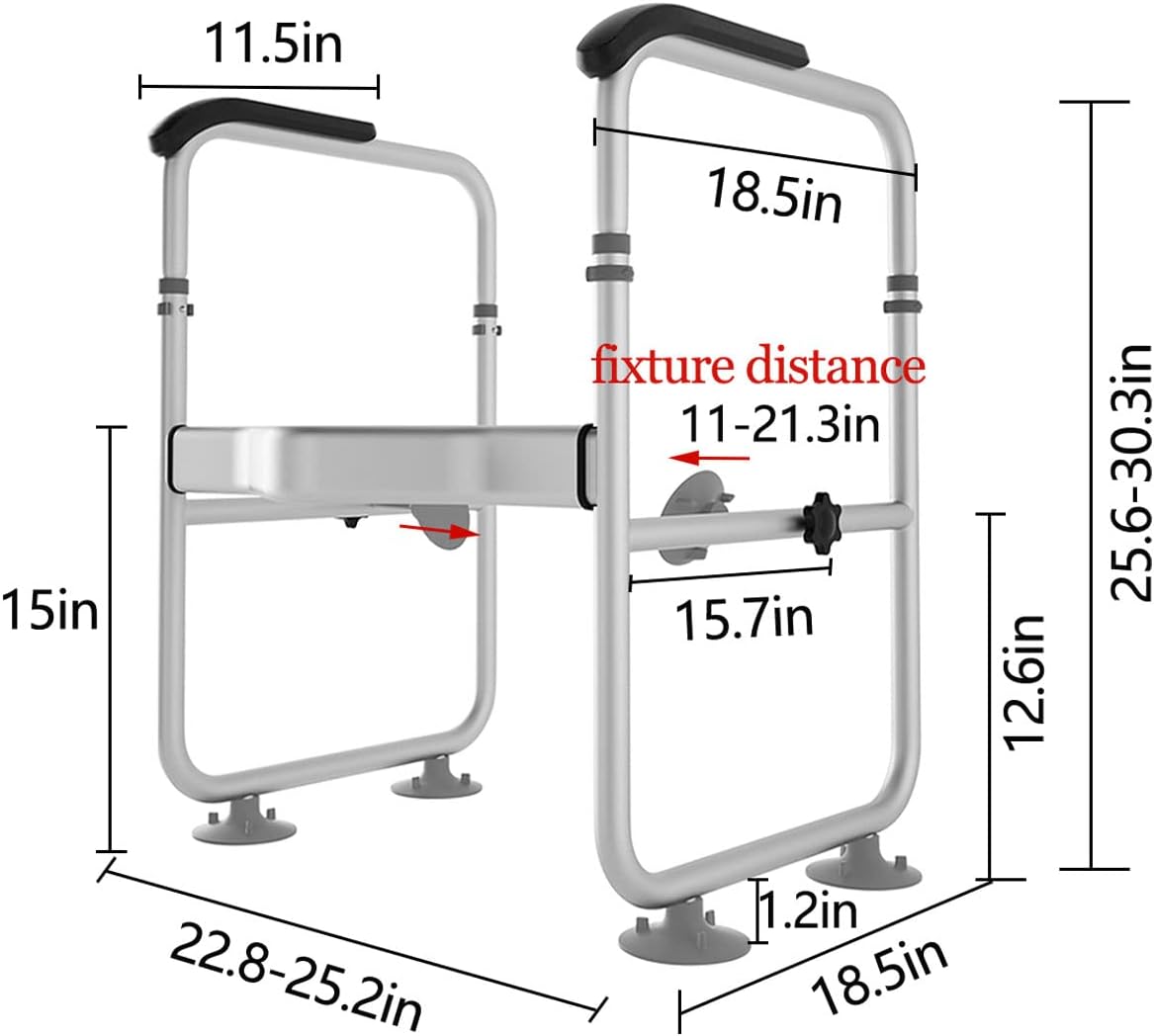 Toilet Safety Rails,Toilet Safety Frame,Bathroom Safety Frame,Height & Width Adjustable,Fits All Toilets.Toilet Rails for Elderly, Handicap & Disabled (Silver) : Health & Household