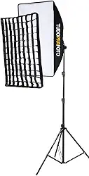 Kit Iluminação Softbox 50x70cm Grid Soquete E27 com Tripé 1,90m para Fotos e Vídeos