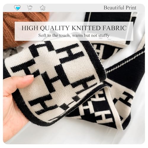 Skinny Knitted Scarf Women Winter Pull-Through Design Plaid Letter Pattern Narrow Long Neckerchief Warm Collar Scarf3