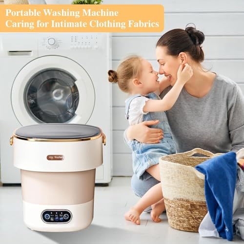 Image of Portable Washing Machine,Mini Washer -16L Upgraded With Spin Basket,Small Clothes Folding Washing Machine Of Underwear, Baby And Small Clothes,Suitable For Home Apartments Dormitories, Hotels Beige L6