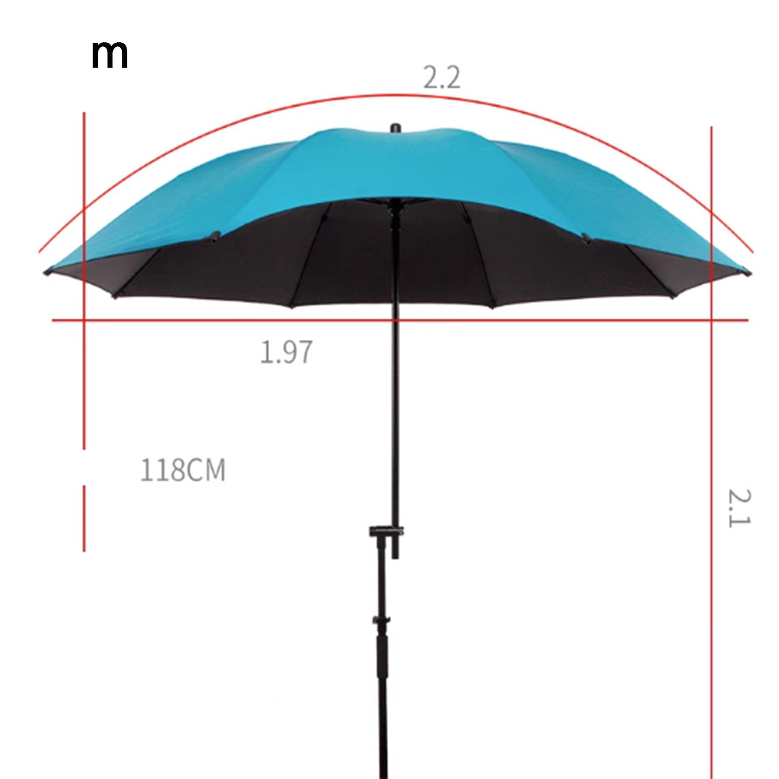 Parasol wędkarski z widelcem do podłoża, przenośny, jednowarstwowy, pogrubiony parasol z przełącznikiem przyciskowym, 32 poziomy regulacji, torba do przenoszenia w zestawie na plażę, patio, wędkowanie