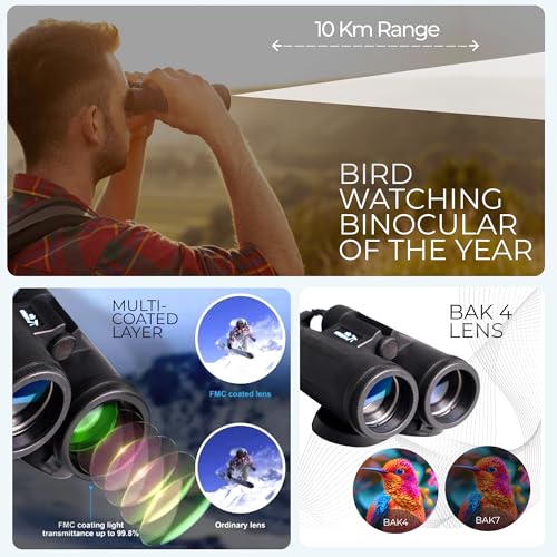Image of Pie Matrix Swift S10 10x42 HD Binoculars | BAK4 Prism, Multi-Coated Optics, 119m /1000m Wide View, Waterproof, Ideal for Birdwatching & Safari