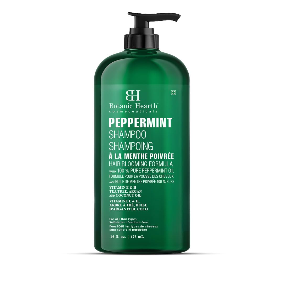 Botanic Hearth Peppermint Oil Shampoo - Hair Blooming Formula with Keratin for Thinning Hair - Fights Hair Loss, Promotes Hair Growth - Sulfate Free for Men and Women - 16 fl oz