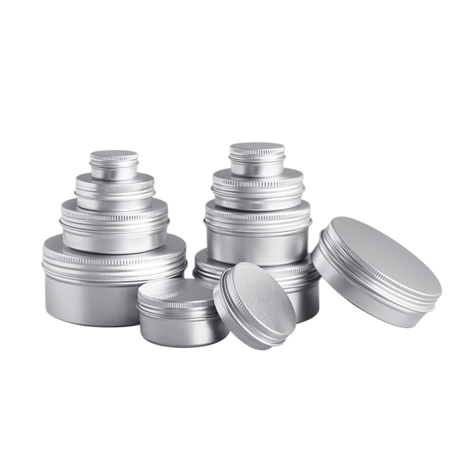 Small tins with lids, Aluminum Tin Jar 36pcs Empty Round Portable Metal Cans DIY Cream Silver Case50g(40g)