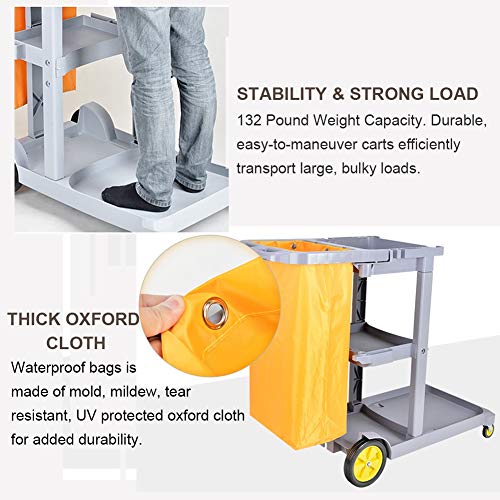Carrito de limpieza con ruedas para oficina y limpieza industrial, carrito de servicio de lino de plástico duradero para hoteles y habitaciones