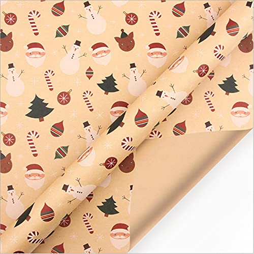 flyingu Feuille De Papier d'emballage Cadeau, Rouleau De Papier Cadeau De Noël, Noël Motif Ensemble Papier Cadeau 50 X70 Cm, Feuilles Papier Kraft pour DIY Cadeau Noël Cover