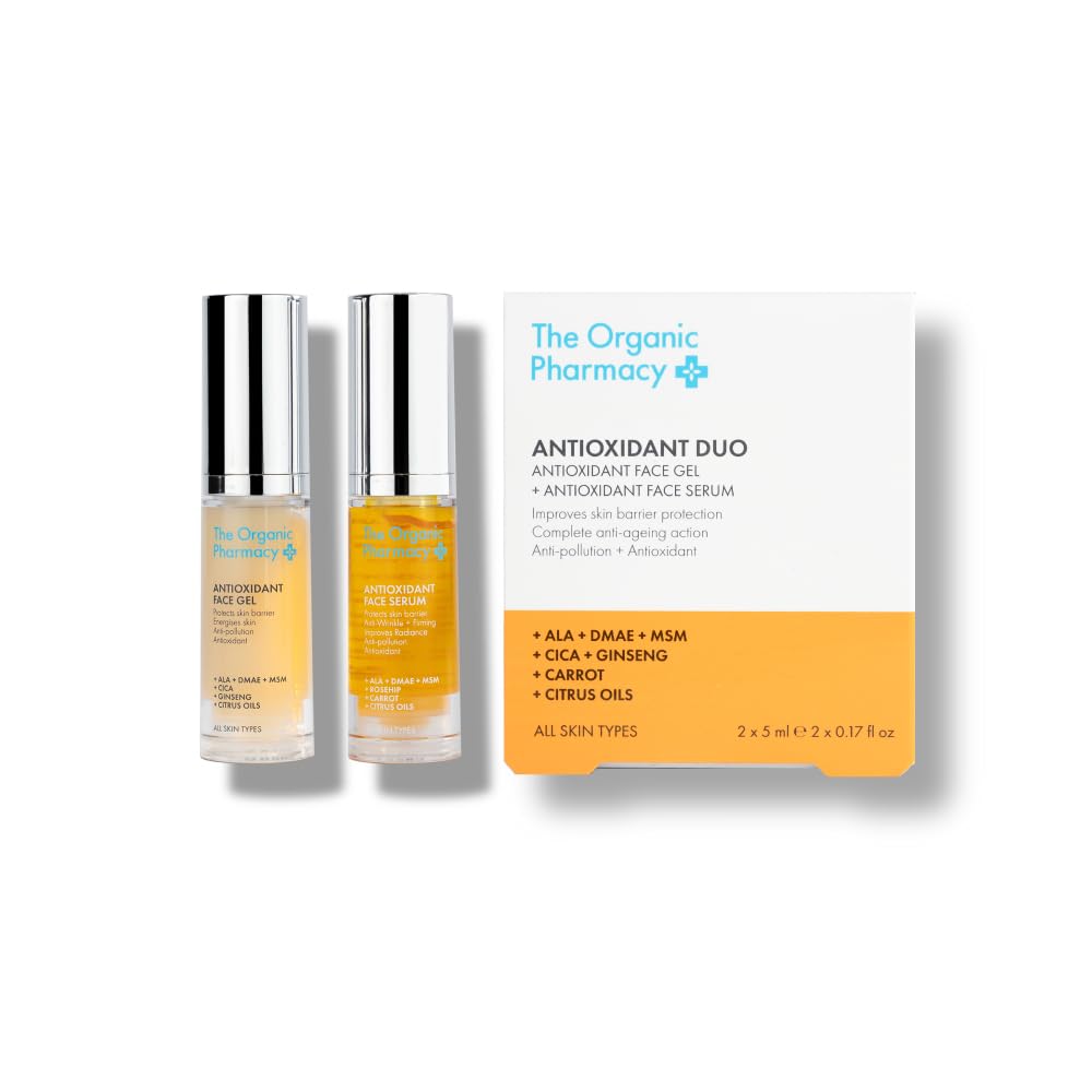The Organic Pharmacy Antioxidant Duo Kit, 2x5ml, Skin barrier protection, Anti-ageing, Anti-pollution & Antioxidant