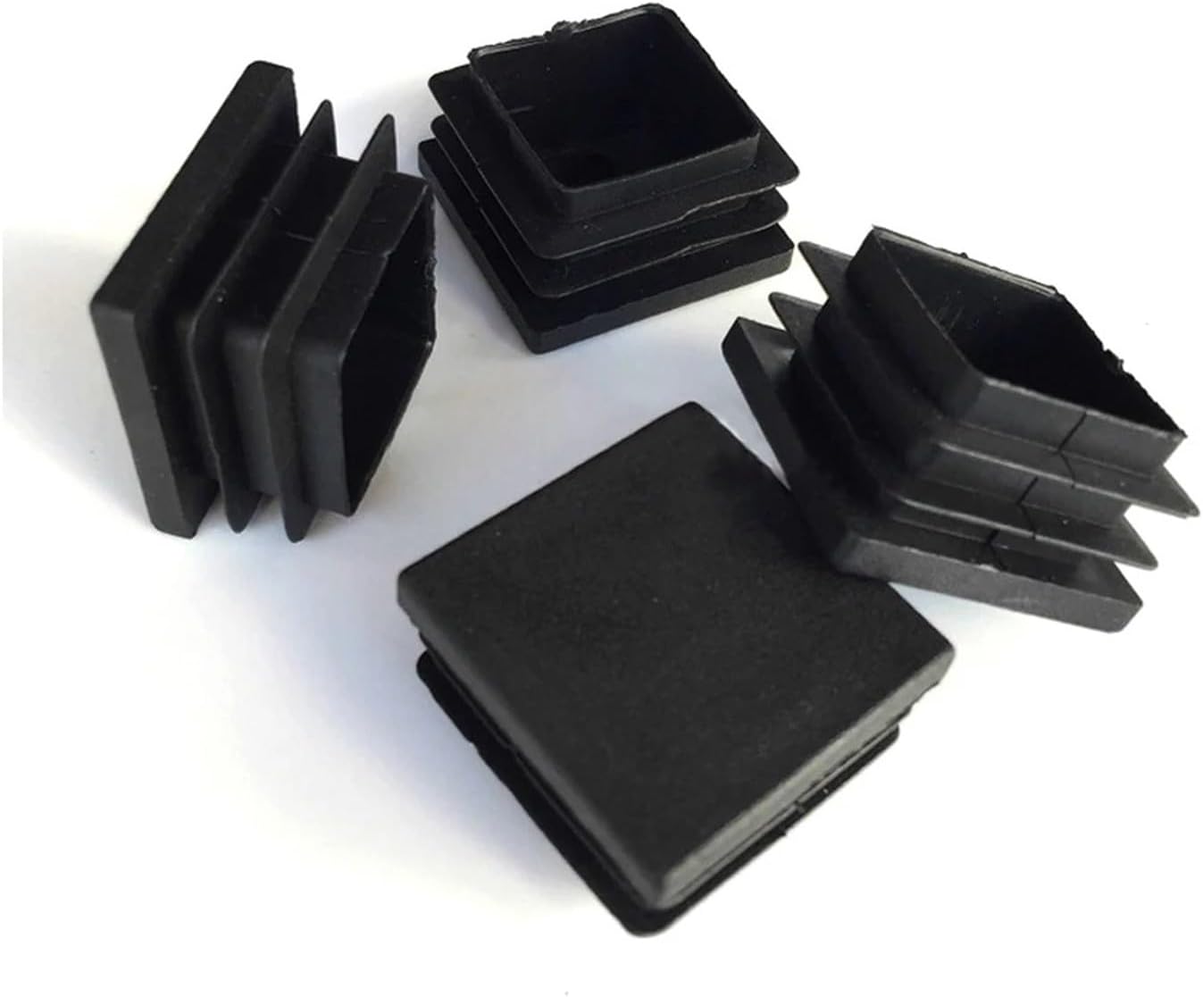 1/2/5/10pcs 50x50mm Square Plastic Blanking End Cap Tube Pipe Insert Plug Bung Black/White(Black 50x50mm,2pcs)