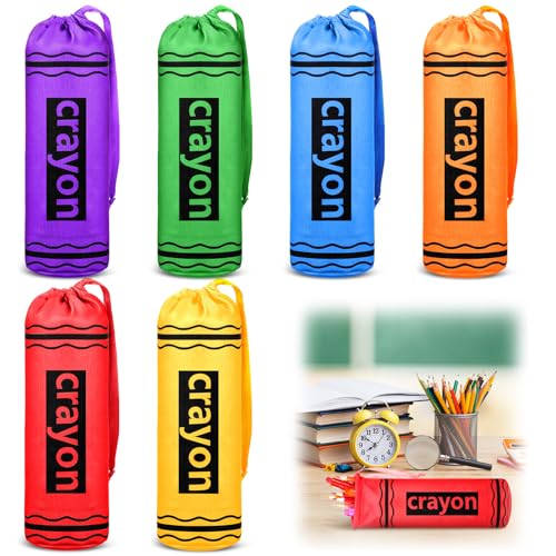 Image of Sherr 6 Pcs Crayon Pencil Pouch Cases Bulk Crayon Shaped Bags Teacher Appreciation Gift Back to School Colorful Stationery Storage Bag Cute Case Box for Students Teacher Gifts Rewards Office Supplies