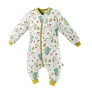SONARIN Babyslaapzak, babyslaapzak, splitbeen met afneembare mouwen, dun, 2,5 TOG biologisch katoenen slaapzak, verschillende maten van 6 maanden tot 6 jaar oud