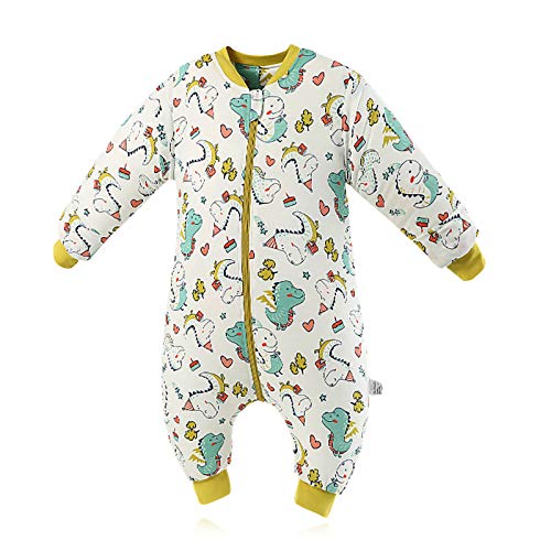 SONARIN Babyslaapzak, babyslaapzak, splitbeen met afneembare mouwen, dun, 2,5 TOG biologisch katoenen slaapzak, verschillende maten van 6 maanden tot 6 jaar oud