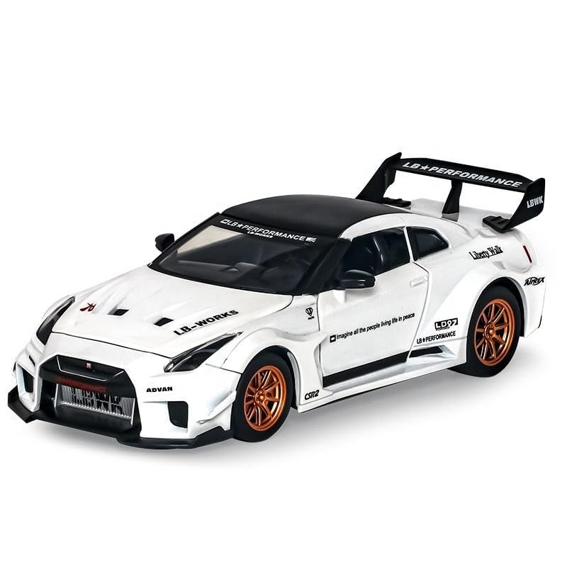 Image of Nissaan Skyline GTR-SCR2 R34 Model Car with Box, Zinc Alloy Pull Back Toy car with Sound and Light for Kids Boy Girl Gift [Colors as Per Stock] (Nissaan Skyline GTR-R34)