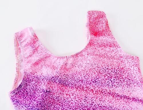 Tenvda Gymnastics Leotards For Girls Tumbling Outfit Size 7-8 Years Old Pink Stripes Sleeveless Athletic Bodysuits Sets thumb #2