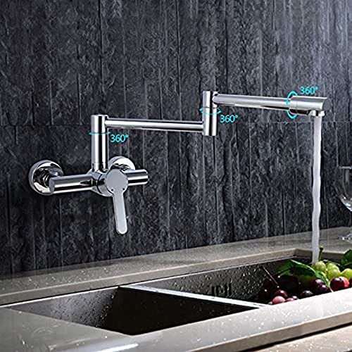 Grifo de llenado de ollas extensible plegable monomando para pared de cocina 6
