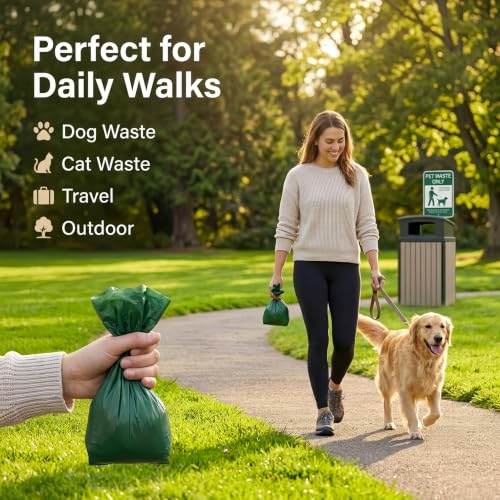 Image of Green Dog Waste Bags, Poop Bags Rolls(180 count) | Extra Thick and Leak-Proof Poop Bags for Dogs&Cats,12 Rolls