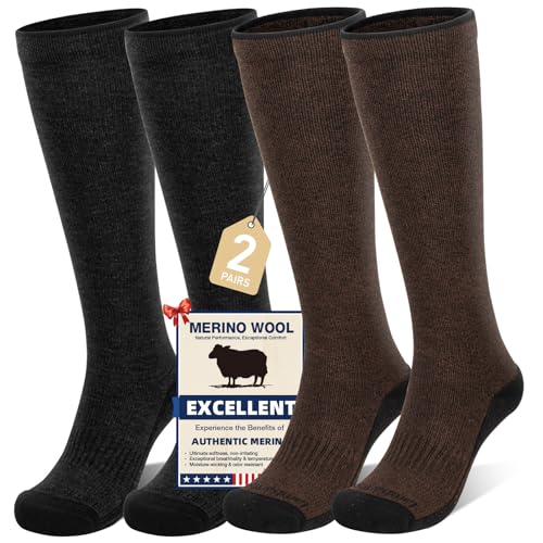 Iambamboo Merino Wool Compression Socks for Women&Men 15-20mmHg Knee High Breathable Socks for Flying, Athletic, Travel - 2 Pack