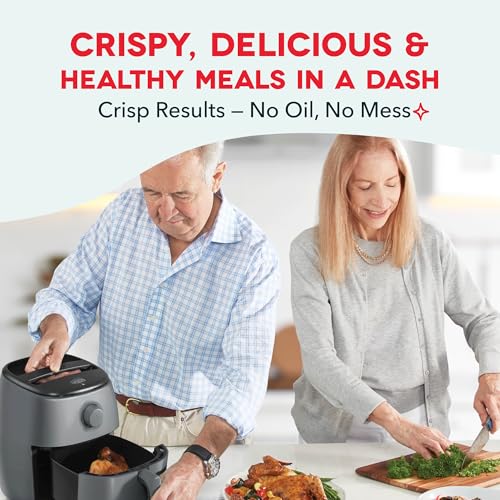 Image of Dash Tasti-Crisp Air Fryer - AirCrisp Technology - Compact Design with Adjustable Temperature Control - Nonstick Fry Basket & Auto Shut-Off Feature - 2.6 Quarts - Cool Grey