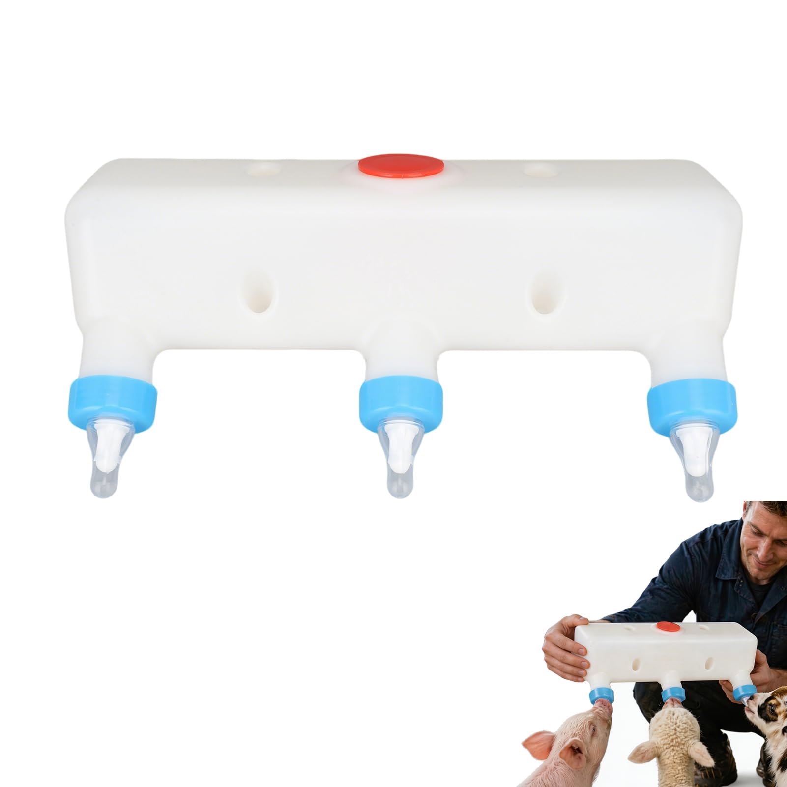 Nursing Nipple Puppy Feeders, 3 Pacifier Small Animal Milk Feeder Piglet Puppy Baby Lamp Goat Milk Feeder Farm Drinking Equipment Milk Feeder Puppy Nursing Station for Pet
