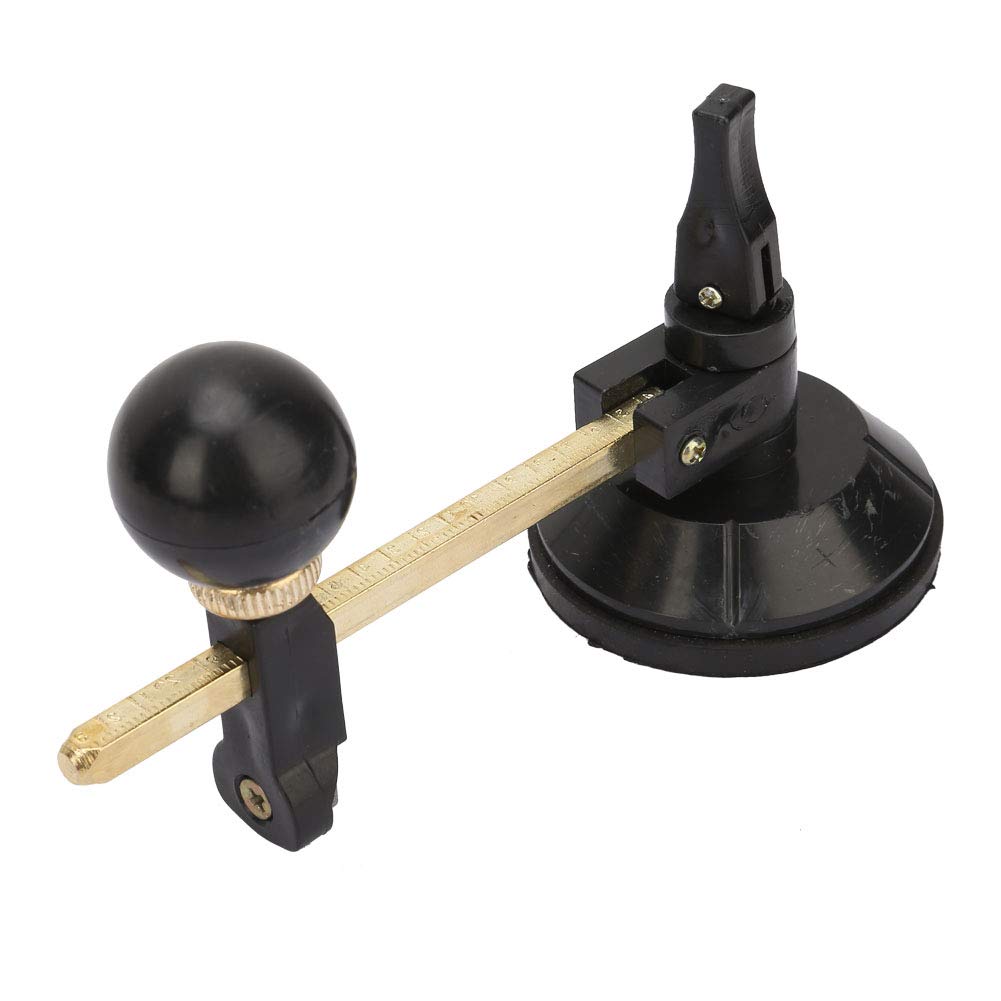 Tagliavetro Circolare 6 Ruote, Tagliavetro con Diametro Regolabile e Ventosa, Strumento per Taglio Vetro Tondo Fino a 20 cm, Impugnatura Ergonomica per Tagliapiastrelle (7,9 Pollici)