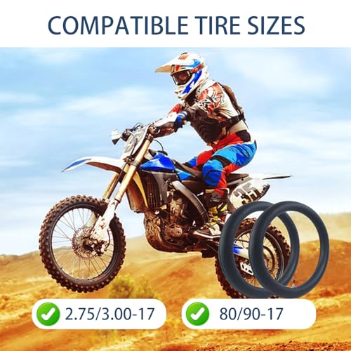 Image of 2 Pack 2.75 /3.00-17 Heavy Inner Tube, 80 /90-17 Replacement Tire | 17 Inch Inner Tube, for Dirt Bike Motorcycle Replacement Mini Pit Bikes, Off-Road Motorcycles and More