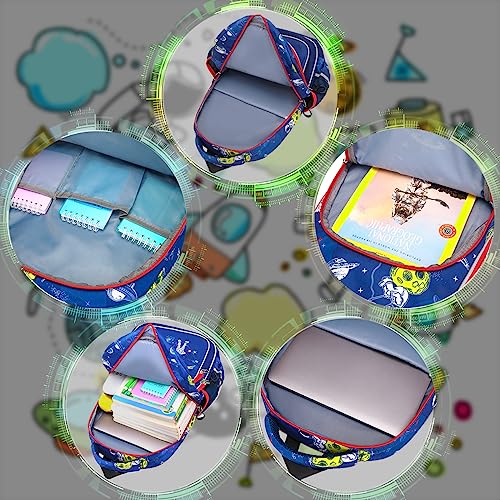 Dorlubel Lightweight Space Backpack for Boys School Bag with Insulated Lunch Tote & Pencil Case Preschool Kindergarten Elementary Book Bag Set(Yellow Space Astronaut Set)4