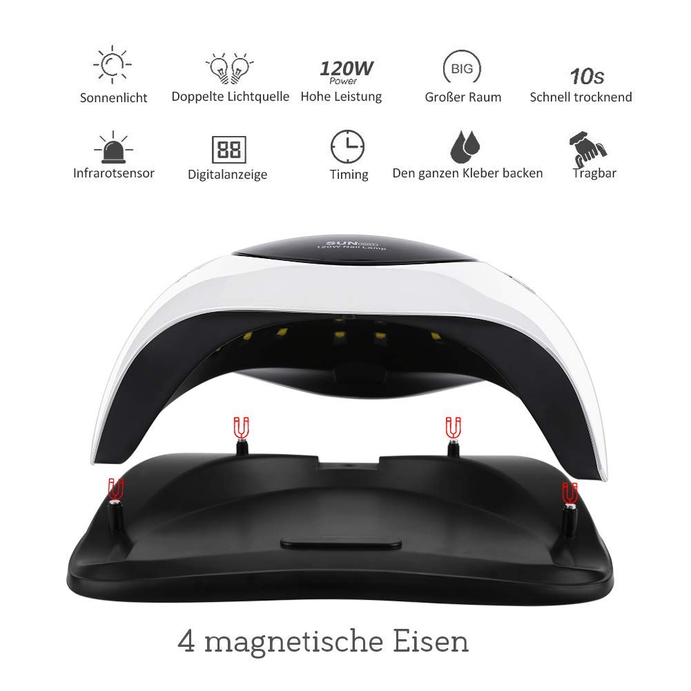 Lámpara UV De Secador De Uñas 120W Para Uñas De Gel Con Temporizador 10/30/60 / 99s, Sensor Automático, Pantalla LCD, Herramientas Para Uñas Y Uñas De Los Pies