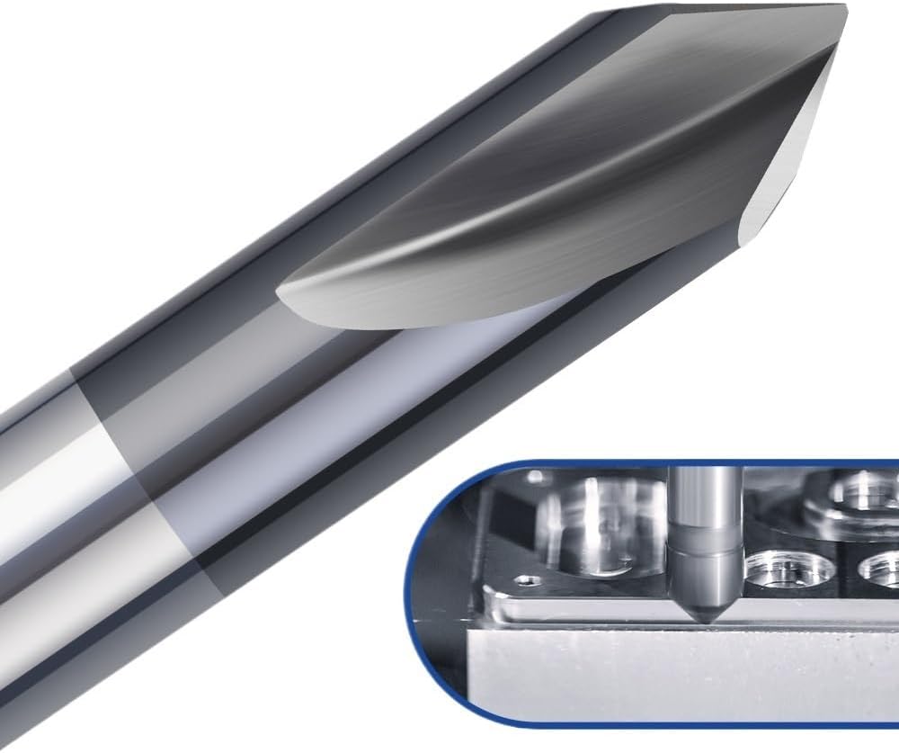 10pcs 90 Degree Chamfer End Mill 6mm Shank 2 Flutes Solid Tungsten Carbide V Groove Router Bit for Carving Deburr